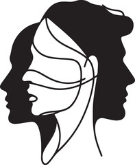 Continuous Line Drawing Female Portrait Vector