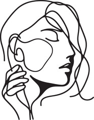 Continuous Line Drawing Female Portrait Vector