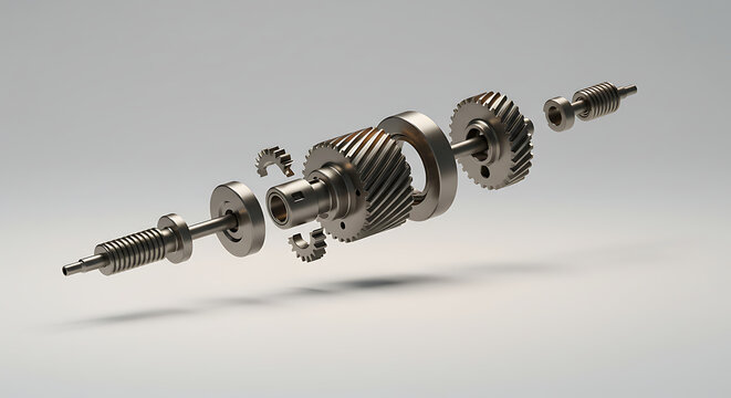  Precision Harmonic Drive Exploded in Levitation on Pristine Porcelain White