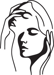 Continuous Line Drawing Female Portrait Vector