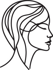 Continuous Line Drawing Female Portrait Vector