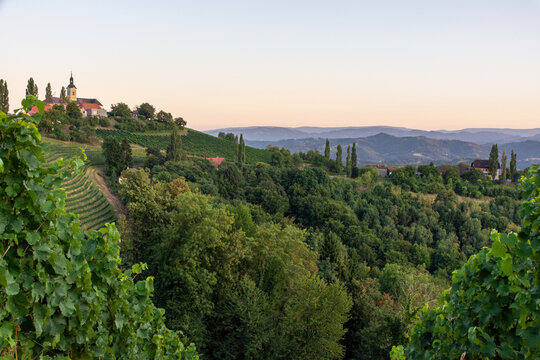 View of Kitzeck in Austria during sunset