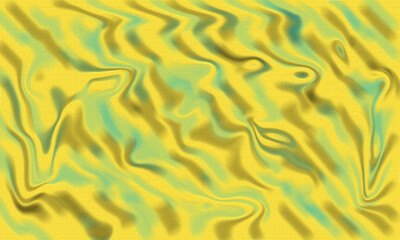 Abstract yellow and teal wavy pattern with metallic sheen
