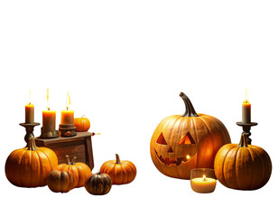 distressed halloween scene features png retro decorations warm golden light textured