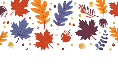 Fall leaves frame border vector template background, 
Autumn pattern isolated on white for 
Thanksgiving banner, card, sale, poster, social media, print