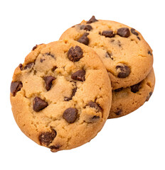 Delicious chocolate chip cookies stacked together revealing rich dark chocolate chunks