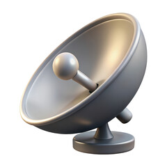 Modern satellite dish antenna receiver silver technology illustration 3d isolated on transparent background