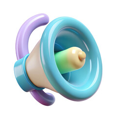 Pastel colored cartoon megaphone promotion communication annoucement symbol 3d isolated on transparent background