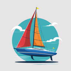 This image depicts a vibrant sailing boat navigating clear waters, embodying adventure, freedom, and the thrill of exploration in a stunning artistic representation.
