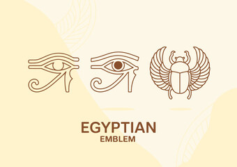 Fototapeta premium An elegant representation of iconic Egyptian symbols including the Eye of Horus and a scarab beetle, reflecting ancient culture and mythology in a modern design.