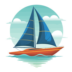 A vibrant and stylized illustration of a sailboat on calm waters, symbolizing adventure, freedom, and nautical exploration, surrounded by a serene sky and subtle waves.