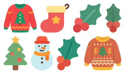 PNG Festive holiday icons collection, element set on transparent background