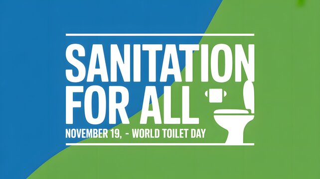 A bold graphic promoting sanitation for all on world toilet day, raising awareness for global hygiene and access to clean facilities
