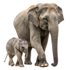 Obraz premium elephant and calf isolated on white background