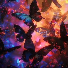 Whimsical Butterflies in Ethereal Light: A Mesmerizing Dance of Color and Form