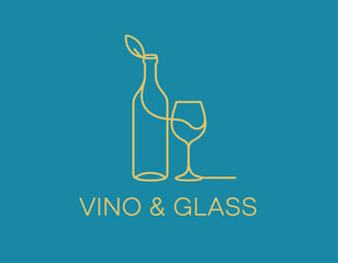 This minimalistic image showcases a wine bottle and glass, symbolizing elegance and sophistication in wine culture, perfect for wineries and beverage branding.