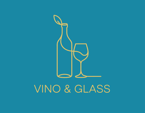 This minimalistic image showcases a wine bottle and glass, symbolizing elegance and sophistication in wine culture, perfect for wineries and beverage branding.