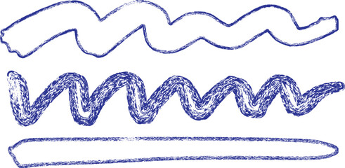 Three Abstract Blue Brush Strokes on White Background