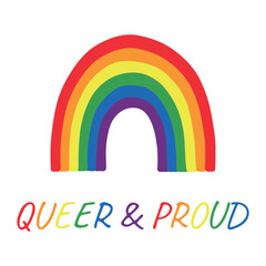 Fototapeta premium Colorful rainbow shape Gay pride flag Happy pride day LGBTQ community Pride Month Vector hand drawn doodle for posters, stickers, logo, cards