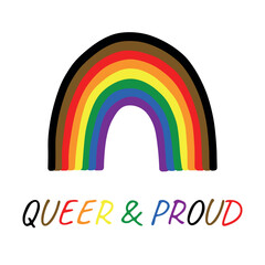 Fototapeta premium Colorful rainbow shape Gay pride flag Happy pride day LGBTQ community Pride Month Vector hand drawn doodle for posters, stickers, logo, cards
