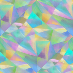 abstract watercolor illustration, pastel-colored geometric pattern, colorful banner, translucent gemstone crystal-like illustration