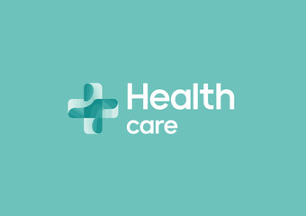 Obraz premium This image displays a sleek, modern healthcare logo emphasizing care and compassion, representing a commitment to health and well-being in society.