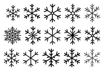 Obraz premium PNG Black snowflake vector collection, element set on transparent background