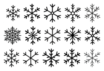 PNG Black snowflake vector collection, element set on transparent background