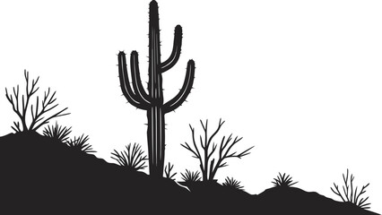 Desert Cactus Silhouette: A stark black and white image captures the raw beauty of the desert, featuring a towering saguaro cactus silhouetted against the vast desert sky.