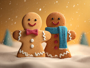 Gingerbread Snowflakes with Mittens Scene