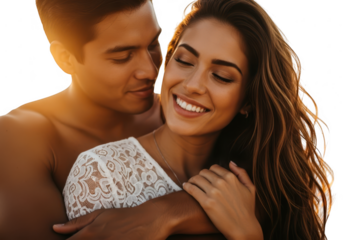 Intimate couple embracing affectionately capturing romantic connection and tender moments transparent background