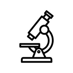 Microscope Line Icon – Science, Biology, Lab Equipment Illustration Vector
