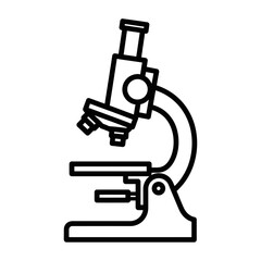 Microscope Line Icon – Science, Biology, Lab Equipment Illustration Vector