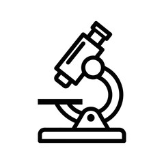 Microscope Line Icon – Science, Biology, Lab Equipment Illustration Vector