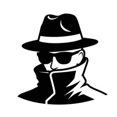 Secret Agent Icon – Spy, Detective, Undercover Man Silhouette Vector Illustration