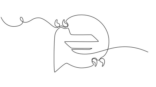 Self drawing line animation quotation mark box quote continuous one single line drawn concept video, Quotation mark with space bubble animation. Full length single line animation illustration. minimal