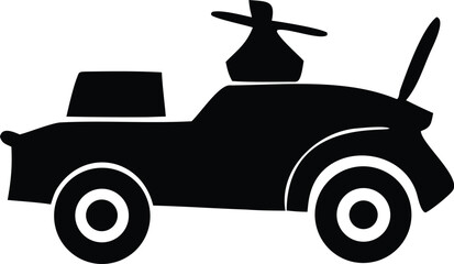 Retro amphibious vehicle silhouette symbol retro futuristic transportation icon retro aviation concept