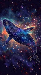 Celestial whale: A cosmic journey through the stardust ocean and galaxy depths