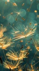 Ephemeral Beauty: Dandelion Seeds Drifting in a Dreamy, Light-Infused Atmosphere