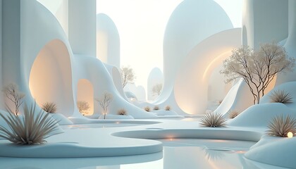Serene White Landscape Architecture Design