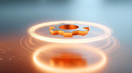 Golden gear icon integrating digital innovation and engineering technology