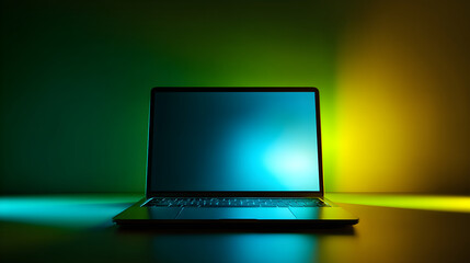 Laptop computer screen displaying digital information technology