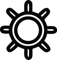 Abstract sun wheel symbol graphic art design concept with eight spokes and circular elements symbolizing energy and cycles for universal applications