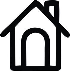 Simple hand drawn house icon representing home shelter property real estate dwelling residential building symbol