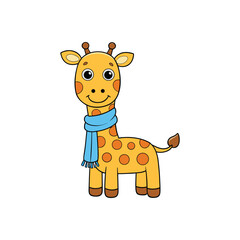 Giraffe with scarf animal vector illustration