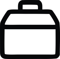 Simple hand-drawn style icon of a briefcase suitcase luggage bag for business travel and transportation concepts