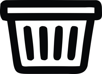 Simple black and white trash can icon symbol for deleting and removing digital content and files