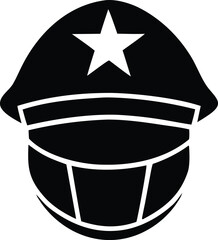 Classic officer cap emblem with star symbol representing authority and service in a bold silhouette design for various applications