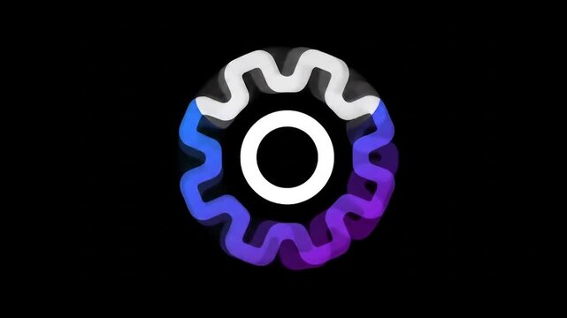 Animated gear icon with a dark background perfect for digital content