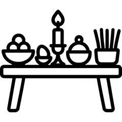 Minimalistic haft-seen table icon design